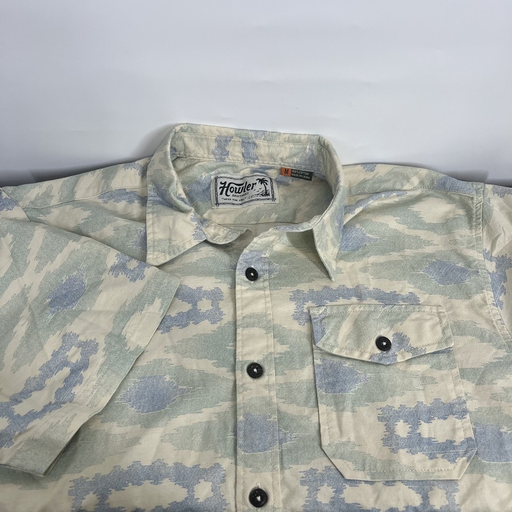 Howler Brothers San Gabriel Button Shirt Mens M Aztec Taki Bone Short Sleeve EUC